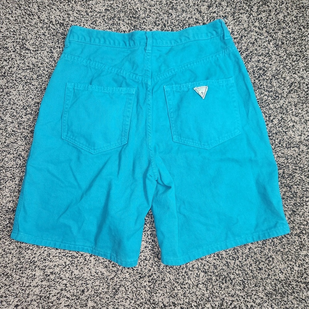 Vtg 80s 90s Y2K Guess Georges Marciano Teal Blue Denim Shorts Women's 16 Retro